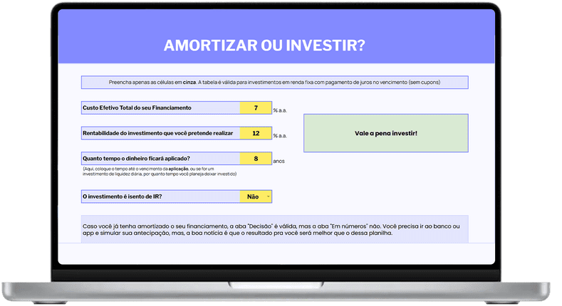 Planilha Amortizar ou Investir
